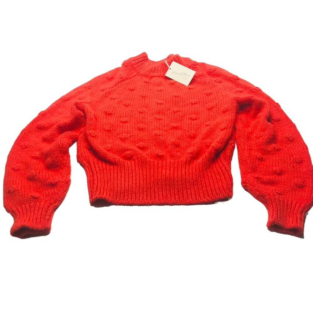 Universal Thread Women's Size XS Polka Dot Textured Knit Sweater Red New